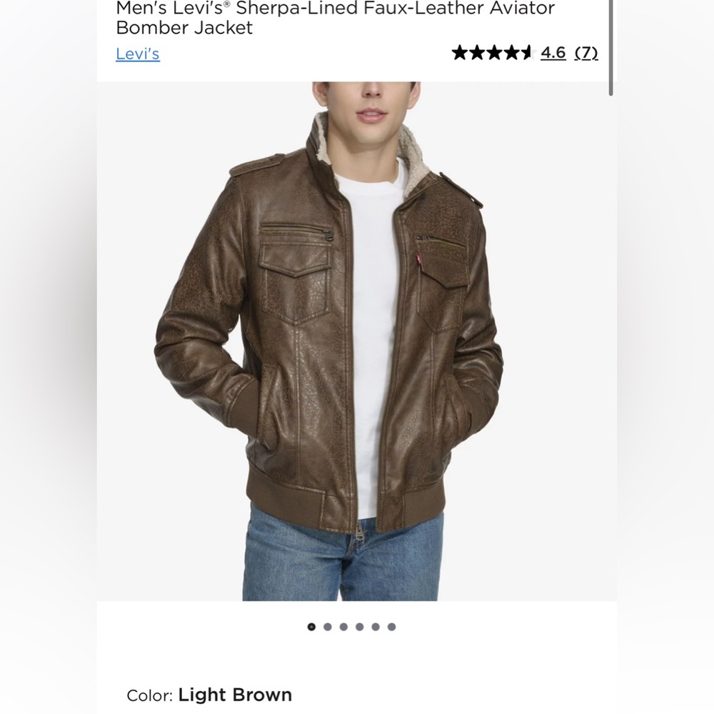 Men's Levi's® Sherpa-Lined Faux-Leather Aviator Bomber Jacket